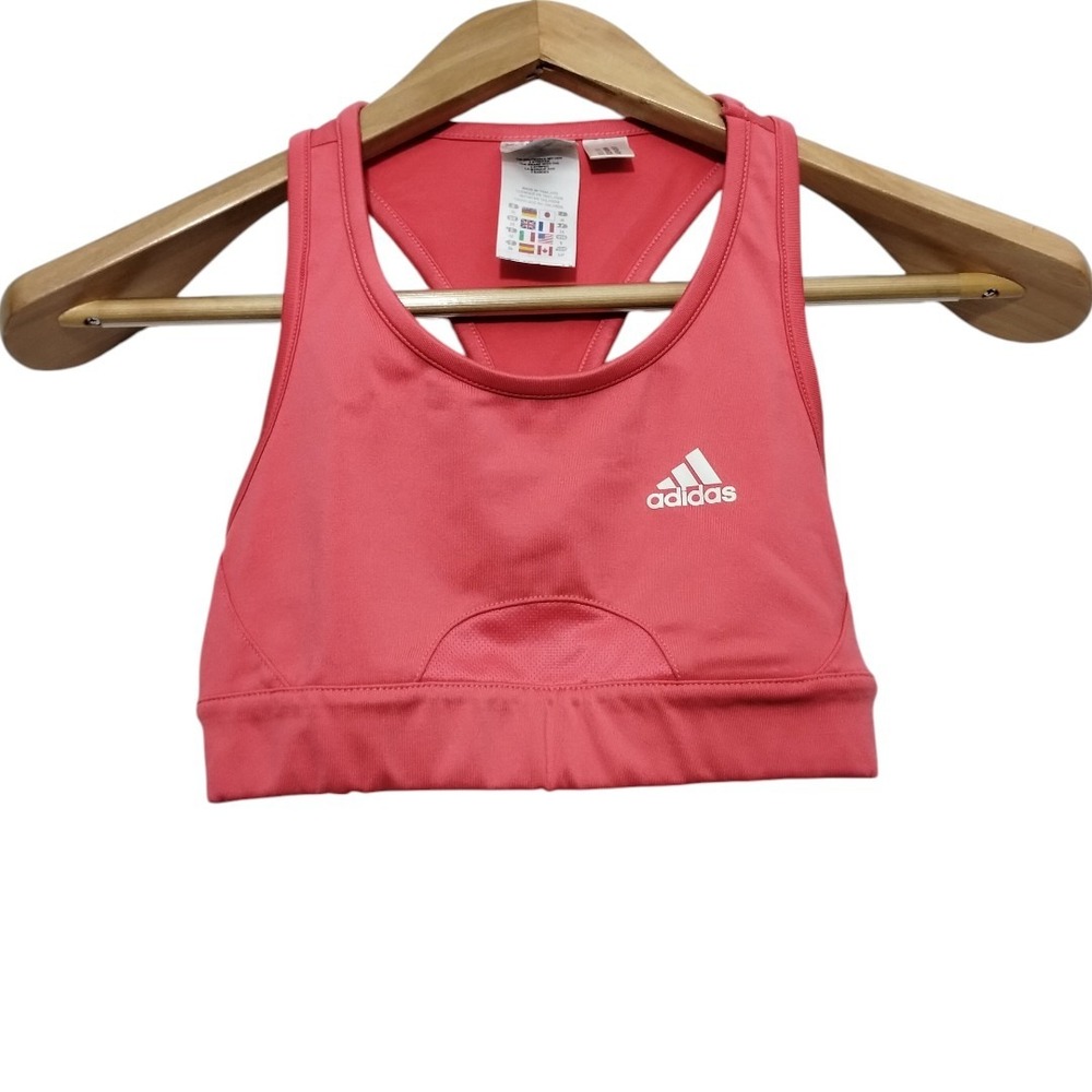 Adidas Womens S Racerback Coral Pink Sports Bra Gym Run Workout